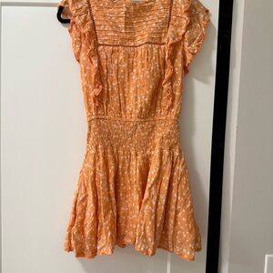 Orange Floral Ruffle Dress